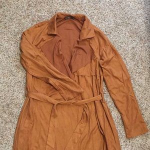 Faux suede duster jacket